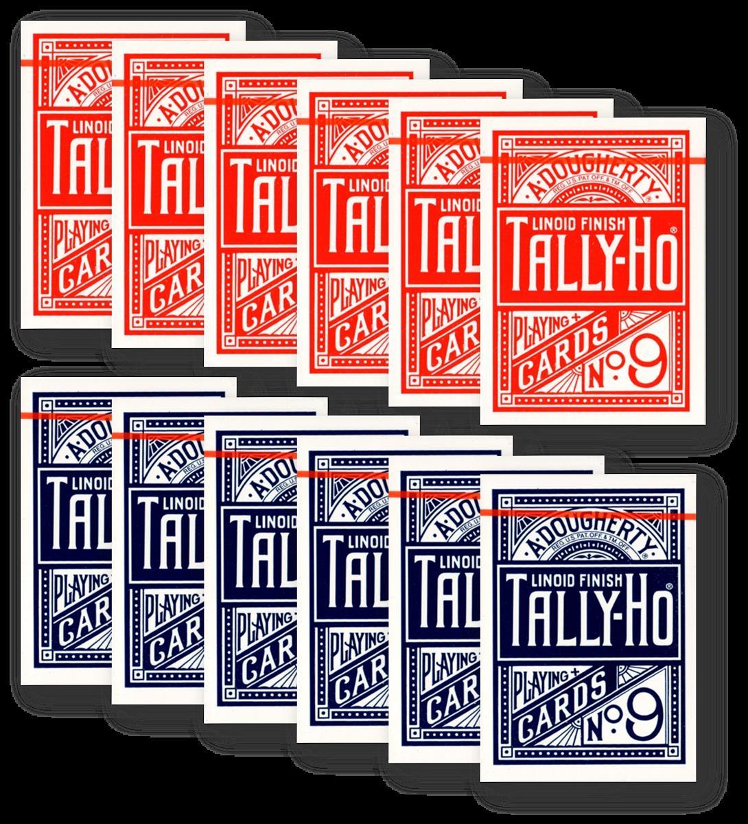 12 x Tally-Ho FAN Back Poker Karten blau/rot