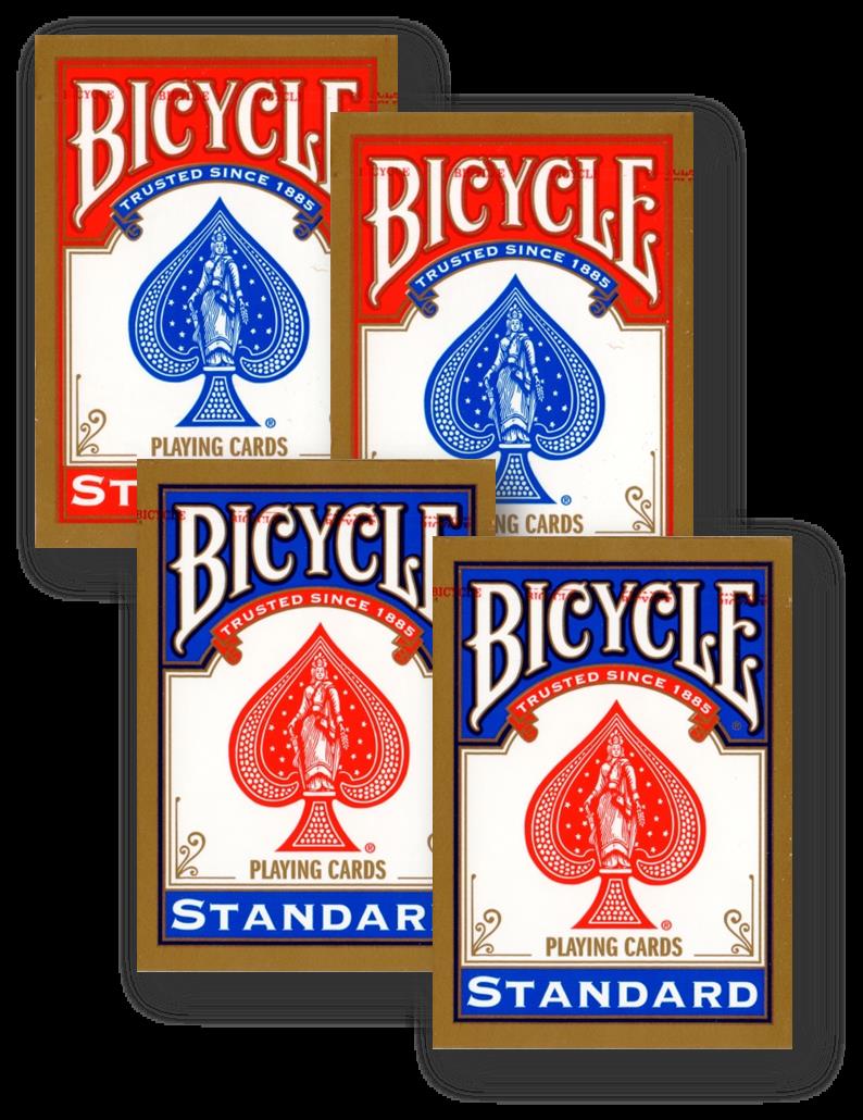 4 Decks (2 x rot / 2 x blau) Standard Bicycle 808 Rider Back Spielkarten Poker Cardistry