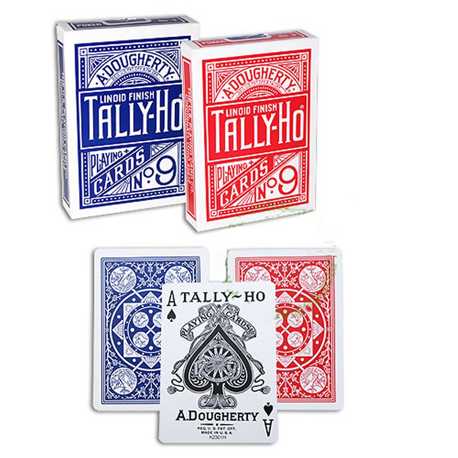 12 x Tally-Ho FAN Back Poker Karten blau/rot