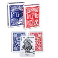 12 x Tally-Ho FAN Back Poker Karten blau/rot